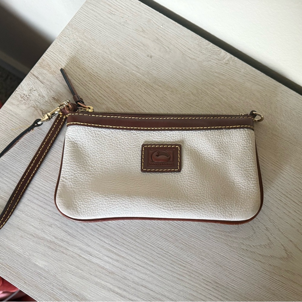 Dooney & Bourke Cream and Brown Wristlet